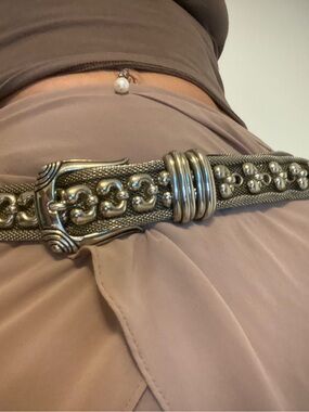 Vintage Silver Metallic Mesh Belt -y2k cyber punk